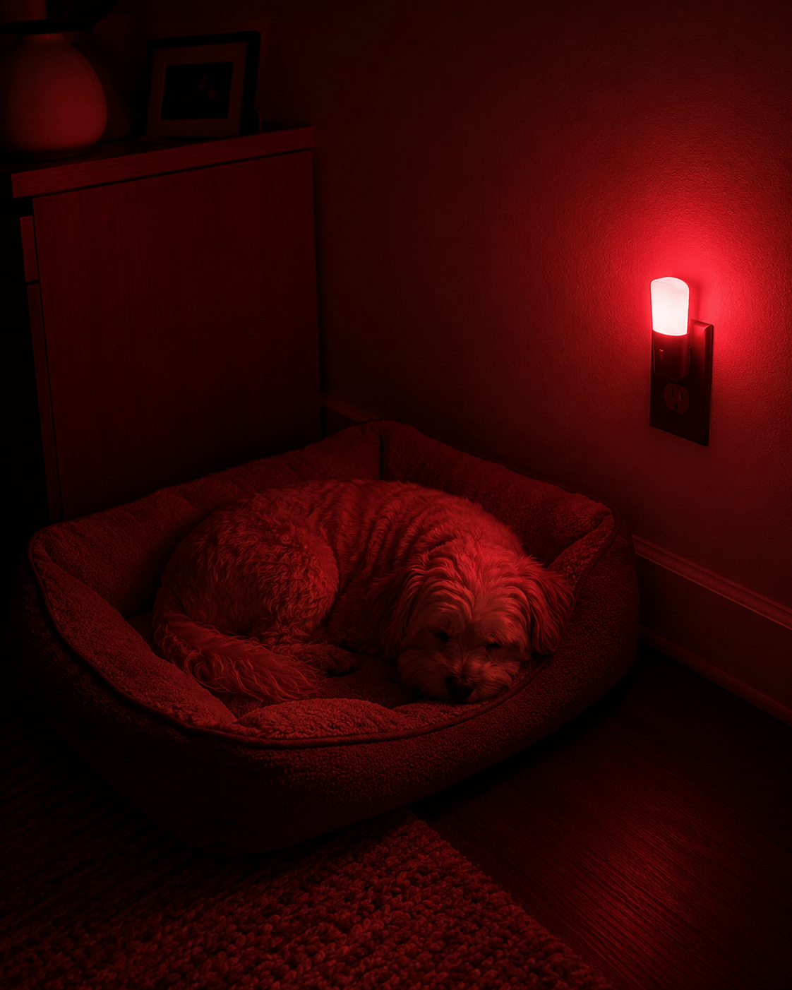 Customer photo of red light near pet bed